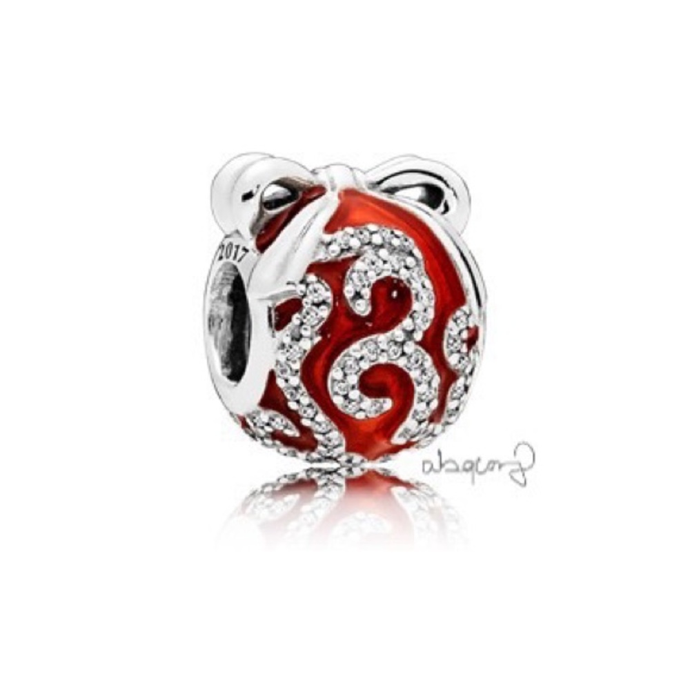 EUC Pandora 796259EN07 2017 Black Friday Sterling Silver Bright Ornament Charm